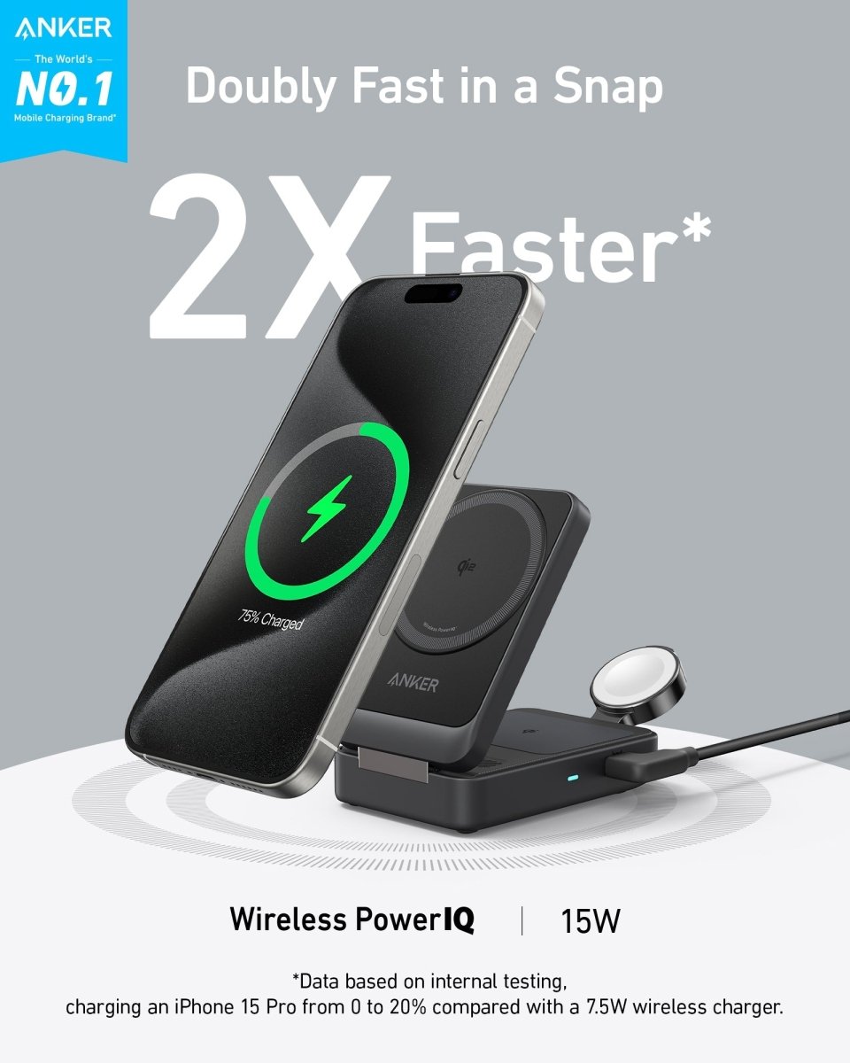 Anker MagGo Wireless Charging Station (Foldable 3 - in - 1) - Clevis Barnwell's