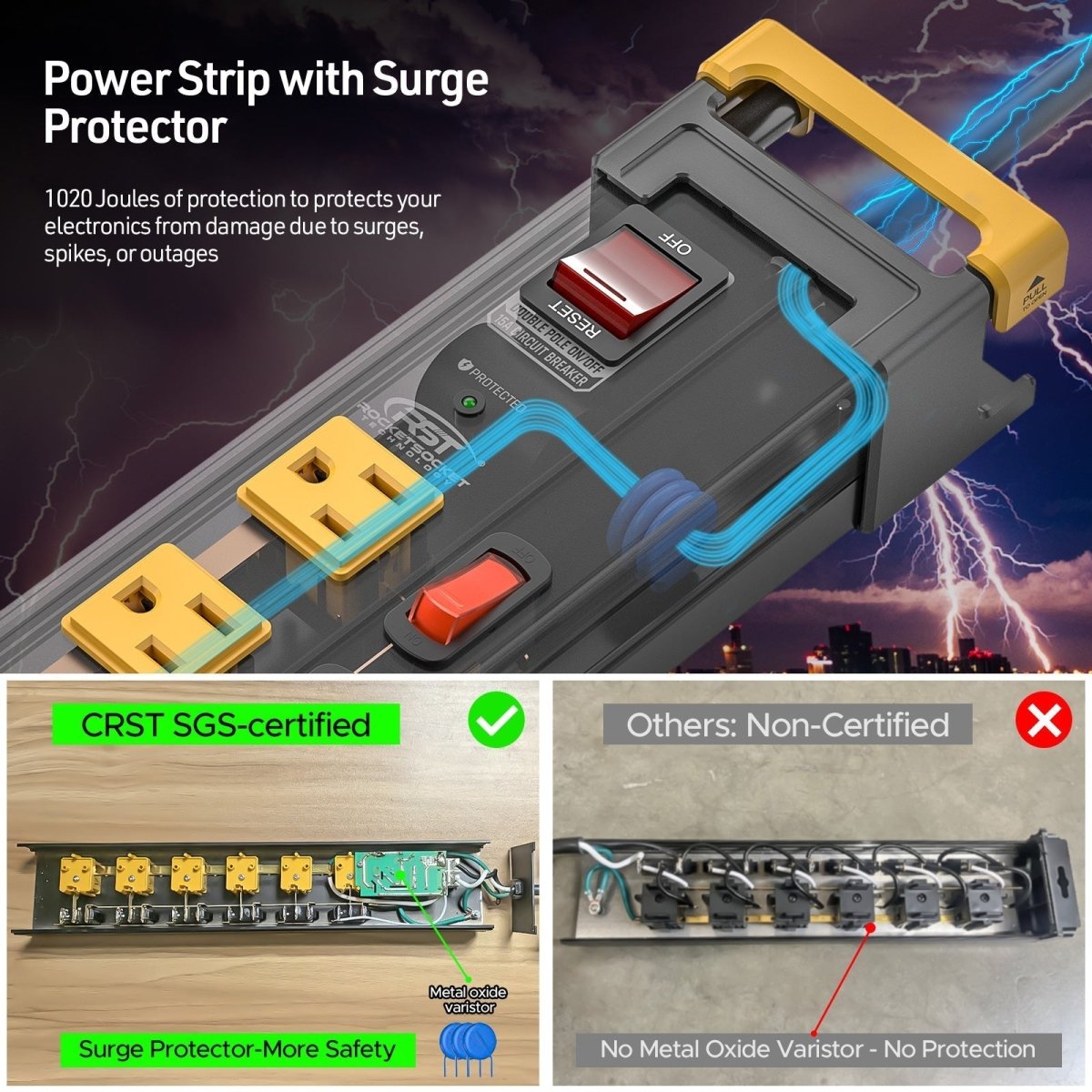 CRST Metal Shop Power Strip — 6 Outlets, Individual Switches - Clevis Barnwell's