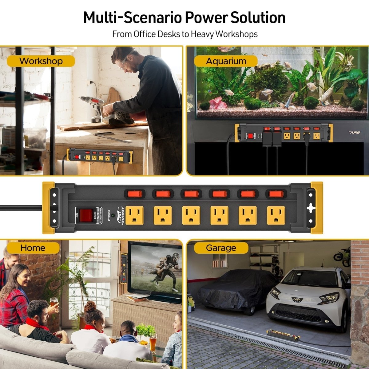 CRST Metal Shop Power Strip — 6 Outlets, Individual Switches - Clevis Barnwell's