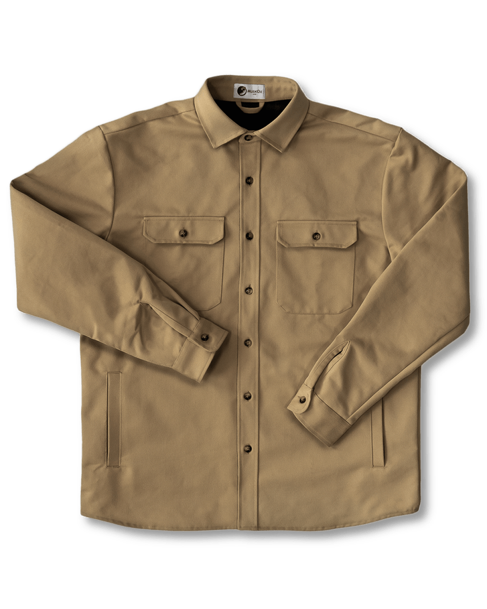Lined Yukon Flannel Shirt Jacket, Tan - Clevis Barnwell's