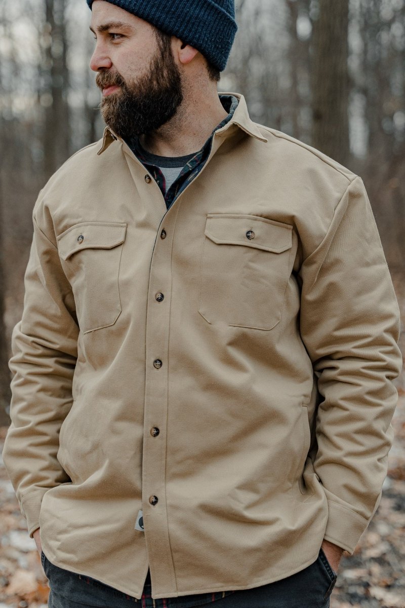 Lined Yukon Flannel Shirt Jacket, Tan - Clevis Barnwell's