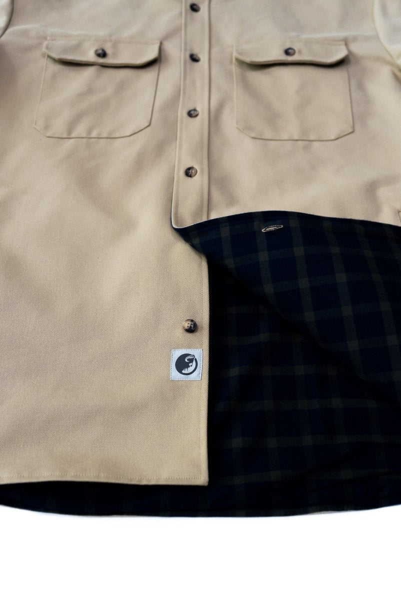 Lined Yukon Flannel Shirt Jacket, Tan - Clevis Barnwell's