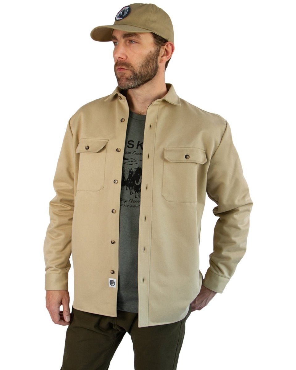 Lined Yukon Flannel Shirt Jacket, Tan - Clevis Barnwell's