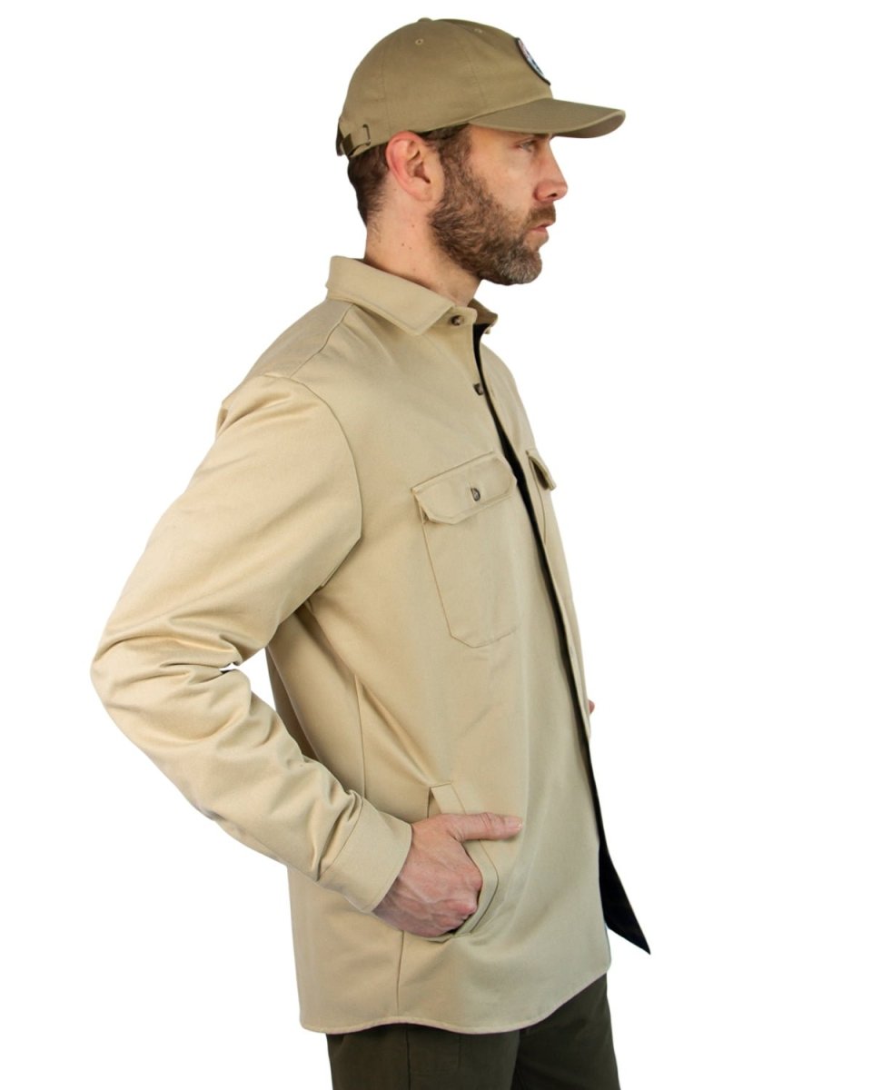 Lined Yukon Flannel Shirt Jacket, Tan - Clevis Barnwell's