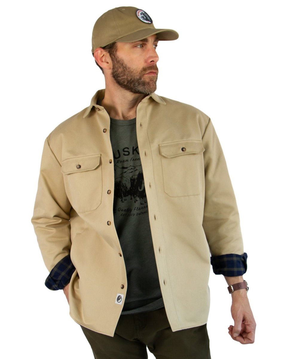 Lined Yukon Flannel Shirt Jacket, Tan - Clevis Barnwell's