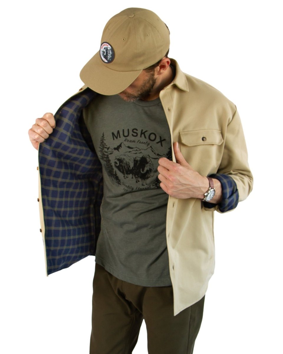 Lined Yukon Flannel Shirt Jacket, Tan - Clevis Barnwell's