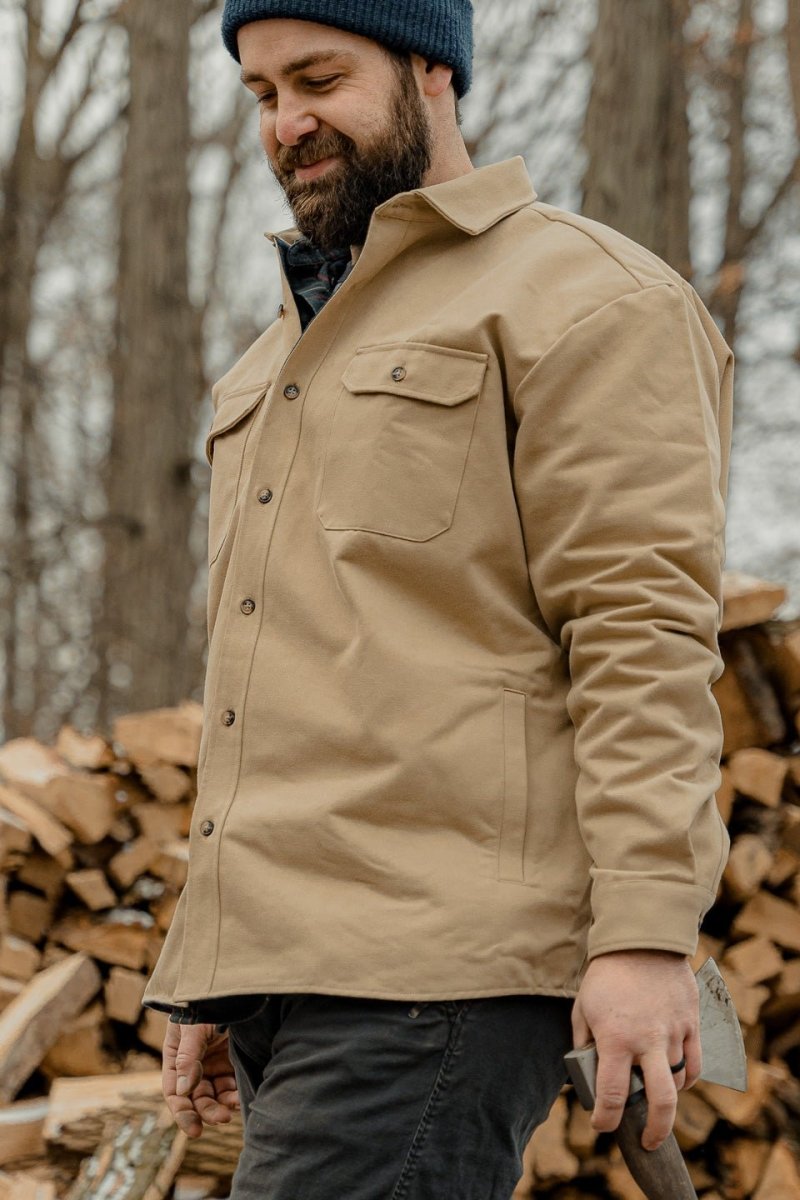 Lined Yukon Flannel Shirt Jacket, Tan - Clevis Barnwell's