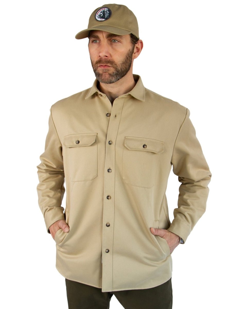 Lined Yukon Flannel Shirt Jacket, Tan - Clevis Barnwell's