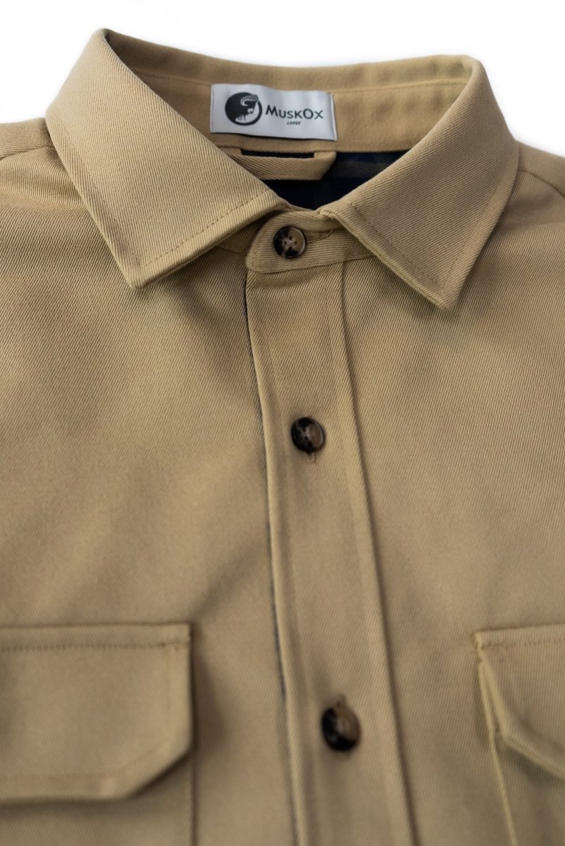 Lined Yukon Flannel Shirt Jacket, Tan - Clevis Barnwell's