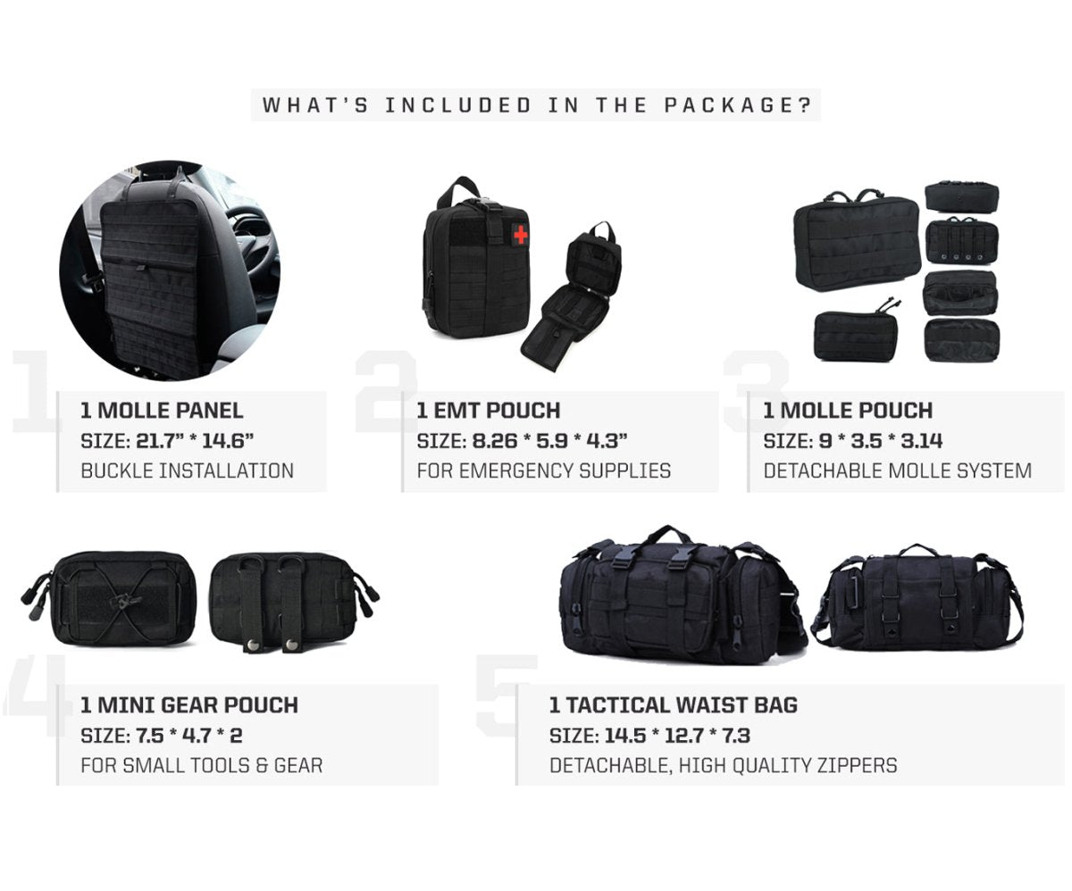 Tactical MOLLE Seat Organizer Full Set - Clevis Barnwell's